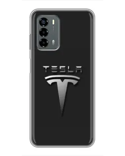 Чехол для Blade V40 Vita с картинкой «Стальной логотип Tesla»