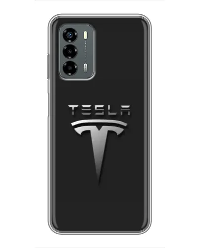 Чехол для Blade V40 Vita с картинкой «Стальной логотип Tesla»