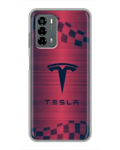 Чехол для Blade V40 Vita с картинкой «Тесла красный карбон»