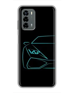 Чехол для Blade V40 Vita с картинкой «Голубой силуэт Lamborghini»