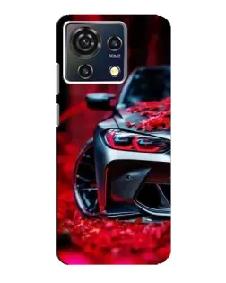 Чехол для ZTE Blade V50 Vita с картинкой «Спортивная BMW и цветы»