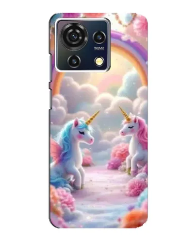 Чехол для ZTE Blade V50 Vita с картинкой «Радуга и единороги»