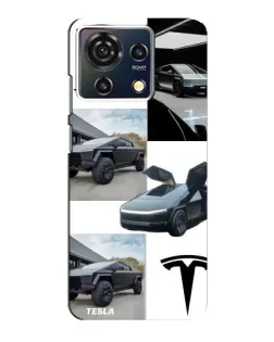 Чехол для ZTE Blade V50 Vita с картинкой «Коллаж Cybertruck Tesla»