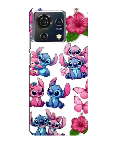Чехол для ZTE Blade V50 Vita с картинкой «Стикеры Stitch и Angel»