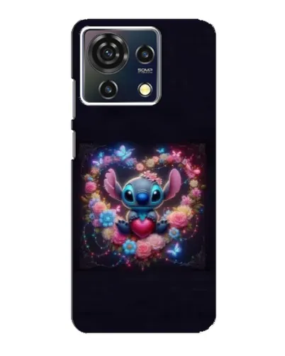 Чехол для ZTE Blade V50 Vita с картинкой «Stitch в цветах»