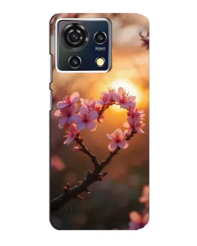 Чехол для ZTE Blade V50 Vita с картинкой «Розовый цвет сердце на фоне заката»