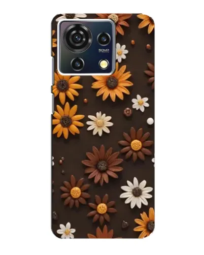 Чехол для ZTE Blade V50 Vita с картинкой «Узор из маленьких подсолнухов»