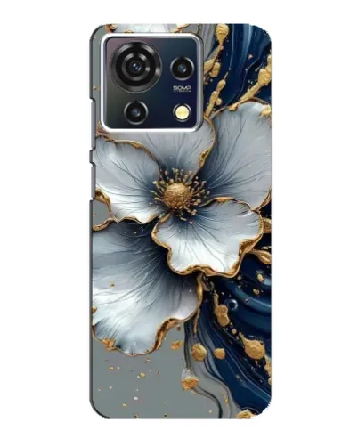Чехол для ZTE Blade V50 Vita с картинкой «Белый цветок и золотой флюид» Чехол для ZTE Blade V50 Vita с картинкой «Белый цветок и золотой флюид»