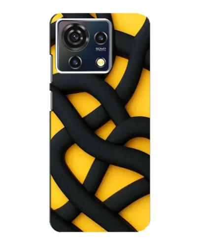 Чехол для ZTE Blade V50 Vita с картинкой «Черное желтое переплетение»