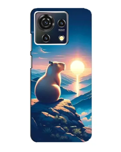 Чехол для ZTE Blade V50 Vita с картинкой «Закат солнца с капибарой»