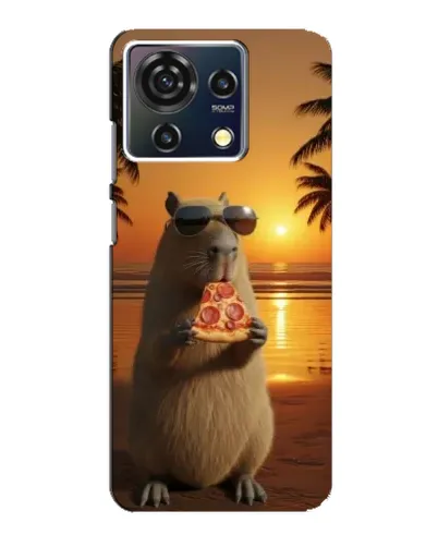 Чехол для ZTE Blade V50 Vita с картинкой «Капибара с пиццей»