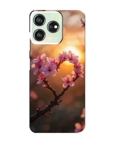 Чехол для ZTE Blade V50 с картинкой «Розовый цвет сердце на фоне заката»