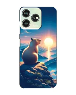 Чехол для ZTE Blade V50 с картинкой «Закат солнца с капибарой»