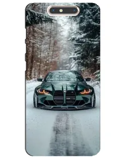 Чохол для ZTE Blade V8 з картинкою «BMW у зимовому лісі»