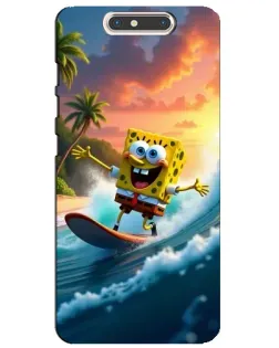 Чехол для ZTE Blade V8 с картинкой «Губка Боб серфингист»
