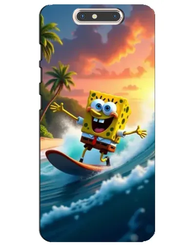 Чехол для ZTE Blade V8 с картинкой «Губка Боб серфингист»