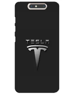 Чохол для ZTE Blade V8 з картинкою «Сталевий логотип Tesla»