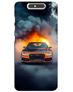 Чохол для ZTE Blade V8 з картинкою «Audi у вогняному диму»