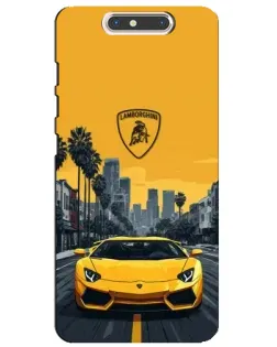 Чохол для ZTE Blade V8 з картинкою «Жовтий Lamborghini місто»