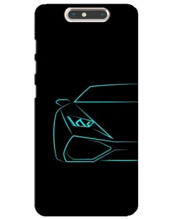 Чохол для ZTE Blade V8 з картинкою «Блакитний силует Lamborghini»