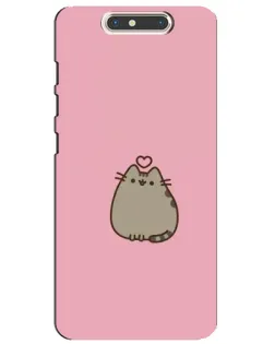 Чехол для ZTE Blade V8 с картинкой «Pusheen сердце»