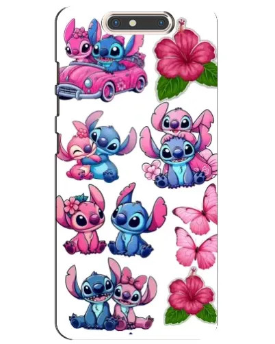 Чехол для ZTE Blade V8 с картинкой «Стикеры Stitch и Angel»