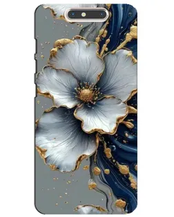 Чехол для ZTE Blade V8 с картинкой «Белый цветок и золотой флюид»
