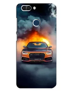 Чохол для ZTE Blade V9 з картинкою «Audi у вогняному диму»
