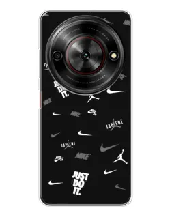 Чехол для ZTE Nubia Focus 5G с картинкой «Nike Black Pattern»