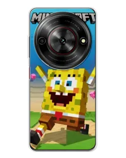 Чехол для ZTE Nubia Focus 5G с картинкой «Губка Боб Minecraft»