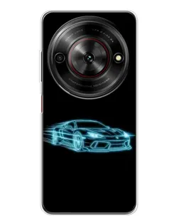 Чехол для ZTE Nubia Focus 5G с картинкой «Неоновый контур Lamborghini»