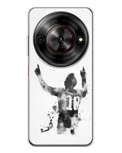 Чехол для ZTE Nubia Focus 5G с картинкой «Черно-белый силуэт Месси»