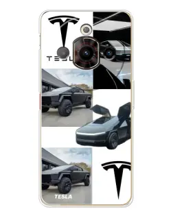 Чехол для ZTE Nubia Focus Pro с картинкой «Коллаж Cybertruck Tesla»