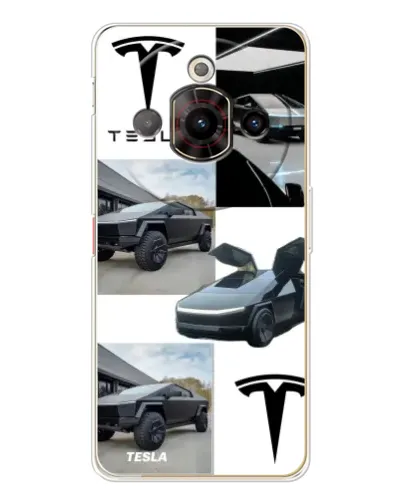 Чехол для ZTE Nubia Focus Pro с картинкой «Коллаж Cybertruck Tesla»