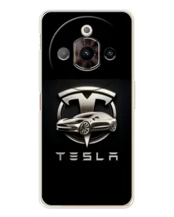 Чехол для ZTE Nubia Focus Pro с картинкой «Tesla — серебристое авто»