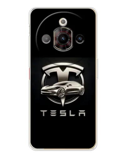 Чехол для ZTE Nubia Focus Pro с картинкой «Tesla — серебристое авто»