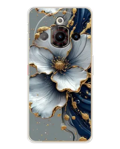 Чехол для ZTE Nubia Focus Pro с картинкой «Белый цветок и золотой флюид» Чехол для ZTE Nubia Focus Pro с картинкой «Белый цветок и золотой флюид»