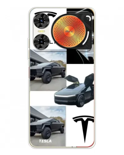 Чехол для ZTE Nubia Music 2 с картинкой «Коллаж Cybertruck Tesla»