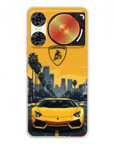 Чехол для ZTE Nubia Music 2 с картинкой «Желтый Lamborghini город»
