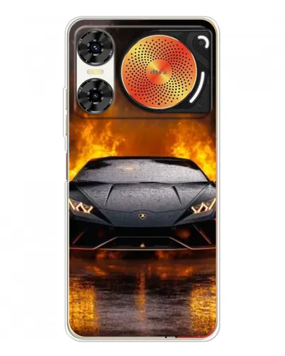 Чехол для ZTE Nubia Music 2 с картинкой «Lamborghini в огне»