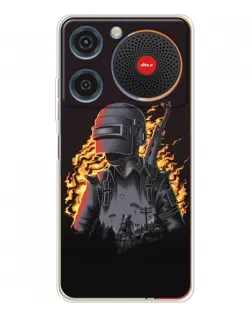 Чехол для ZTE Nubia Music с картинкой «PUBG — огненный силуэт»