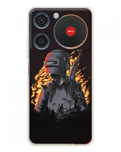 Чехол для ZTE Nubia Music с картинкой «PUBG — огненный силуэт»