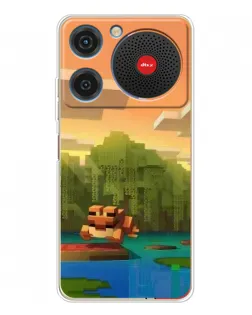 Чехол для ZTE Nubia Music с картинкой «Майнкрафт закат солнца»