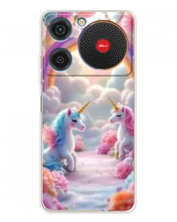 Чехол для ZTE Nubia Music с картинкой «Радуга и единороги»