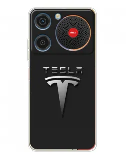 Чехол для ZTE Nubia Music с картинкой «Стальной логотип Tesla»
