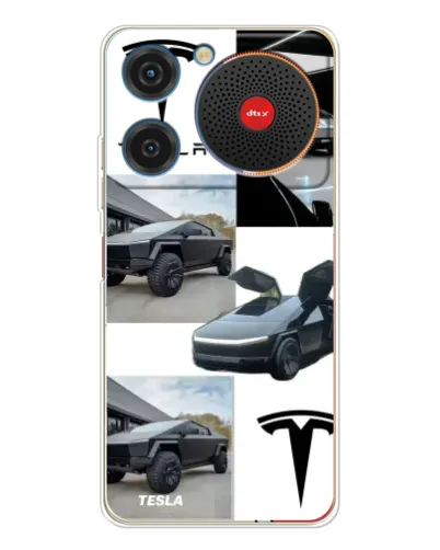 Чехол для ZTE Nubia Music с картинкой «Коллаж Cybertruck Tesla»