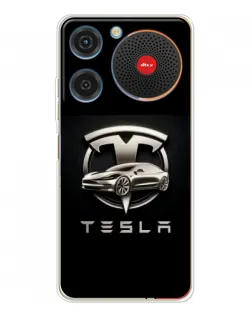 Чехол для ZTE Nubia Music с картинкой «Tesla — серебристое авто»
