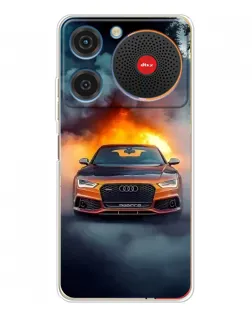 Чехол для ZTE Nubia Music с картинкой «Audi в огненном дыму»