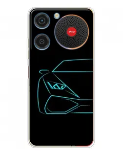 Чехол для ZTE Nubia Music с картинкой «Голубой силуэт Lamborghini»