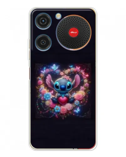 Чехол для ZTE Nubia Music с картинкой «Stitch в цветах»